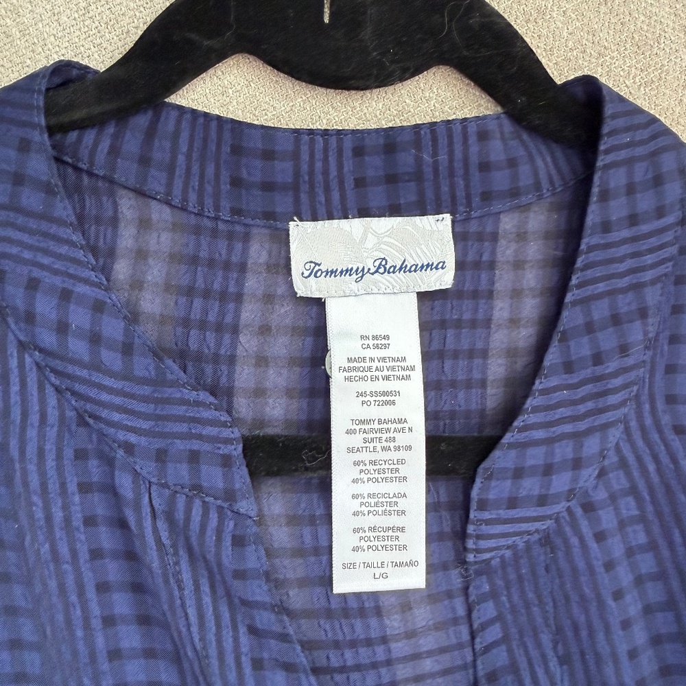 TOMMY BAHAMA Cadiz Chiffon Boyfriend Shirt, Navy Blue, Size L - Picture 3 of 6